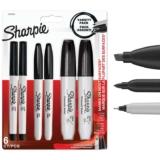 Sharpie Permanent Marker Pens Variety Pack Ultra Fine, Fine & Chisel Tip Markers Black Ink 6 Count (£9.78 S&S)