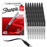 Sharpie Permanent Markers Fine Point for Bold Details Black Ink 40 Marker Pens