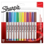 Sharpie Permanent Markers Ultra Fine Point for Precise Marks Assorted Colours 12 Marker Pens