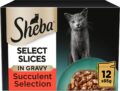Sheba Select Slices in Gravy 48 Pouches, Adult Wet Cat Food, Succulent Selection, Pack of 4 (12 x 85 g)