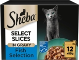 Sheba Select Slices in Gravy Fish Collection Wet cat food pouches for adult cats 12 x 85g pack