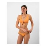 Shell Embossed Tie Bikini Top Orange