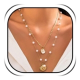 Shell Starfish Charm Necklace for Women Puka Pearl Boho Jewelry