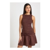 Shirred Racer Neck Smock Dress