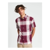 Short Sleeve Crepe Check Shirt in Aubergine