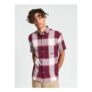 Short Sleeve Crepe Check Shirt in Aubergine