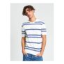 Short Sleeve Pique Stripe Tshirt in Snow White
