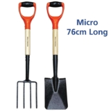 Shovel & Garden Fork Set Micro 76cm Long For Digging Soil Hardened Fork Heads Blades Wooden Shaft – Sold by VORX / FBA