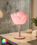 Shower Lamp, Cordless Rechargeable Table Lamp with Adjustable Height, IP60 Waterproof RGB Color Changing Rose Small Lamp with Remote, Bathroom Decor Night Light for Inside Shower & Bathtub