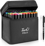 Shoze 60-Color Twin-Tip Permanent Markers – Alcohol-Based Art Set for Drawing, Sketching, Manga, and Doodling (Black)