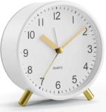 Silent Analog Quartz Kids Alarm Clock, Round Metal, Night Light – White. Sold by SH EU FBA
