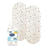 Silentnight Safe Nights Fitted Sheet for Moses Basket, 2 Pack
