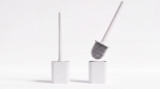 Silicone Toilet Brush and Holder Set, 2 Pack, White Flexible Silicone Bristles for Effective Toilet Cleaning