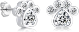 Silver Stud Earrings, 925 Sterling Silver Kitty Paw Girls Earrings