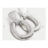 Silver Tone Textured Loop Earrings