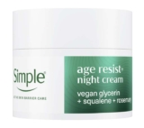 Simple Age Resist Night Facial Moisturiser Cream with Squalane Rosemary to Help Fight Premature Ageing, 50 ml