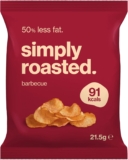 Simply Roasted – Barbecue Crisps 12 x 21.5g Impulse Bags Smoky & Bold Vegan 50% Less Fat Under 99 Calories Per Serve Triple Cooked for the Ultimate Crunch Gluten & Allergen-Free