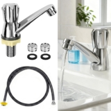 Single Cold Water Tap Zinc Alloy Bathroom Sink Taps Basin Faucet Single Lever Cold Water Sink Taps Modern Home Water Filter Faucet with Filter G1/2 Standard Hoses for Kitchen Bathrooms Use