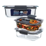 Sistema Brilliance Glass Meal Prep Containers, 757 Ml, 3-Pack, Leakproof
