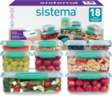 Sistema KLIP IT Food Storage Containers Airtight & Stackable Meal Prep Containers with Lids School Lunch Boxes & Snack Boxes 18 Count (9 Containers & Lids)