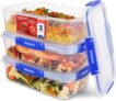 Sistema KLIP IT Plus Leakproof Food Storage Containers, 2.2L, Airtight, Stackable & Nestable, BPA-Free, 3 Count