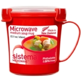 Sistema Microwave Soup Mug 656 ml Microwave Food Container with Steam Release Vent BPA-Free Red 1 Count