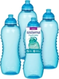 Sistema Squeeze Twist n Sip Sports Water Bottles 460 ml Leakproof Kids Water Bottles BPA-Free Blue 4 Count