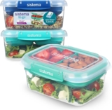 Sistema TO GO Stax Leakproof Food Storage Containers 1 L Airtight & Stackable Meal Prep Containers with Lids Adult Lunch Boxes for OfficeSchool & More BPA-Free 3 Count