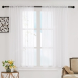 Sivio Voile Net Curtains, 2 Panels Semi Transparent Chiffon Curtain Sheer White Window Curtains for Bedroom Living Room 52 x 45 Inch132 x 114 cm