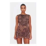 Size 4 PrettyLittleThing Print Mesh Rara Frill Skort Playsuit