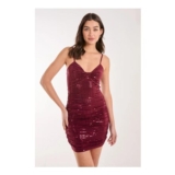 Size L Pink Vanilla Mirror Sequin Twist Front Mini Dress