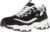 Skechers Womens Dlites Biggest Fan Sneaker Black Trubuck White Mesh Silver Trim – Size 9