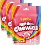 Skittles Chewies Fruits Sweets Pouch Bag 137g (Pack of 3)