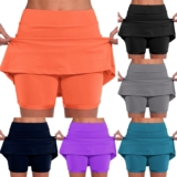Skorts for Women UK High Waisted 2 in 1 Tennis Skirt Shorts with Pocket Yoga Golf Skort High Waist Workout Summer Casual Skirts Underneath A Line Women Shorts S-5XL