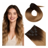 Sleekalon Double Weft Clip-in Hair Extensions, Ombre 4/27, 16in, 8pcs