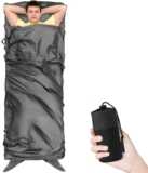 Sleeping Bag Liner, Sleep Bag Liner with Pillow Pocket, Camping Travel Sheet Ultra-Soft & Lightweight Portable Travel Sheet, Compact for Camping, Backpacking, Hotels