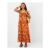 Sleeveless Floral Shimmer Maxi Dress Orange