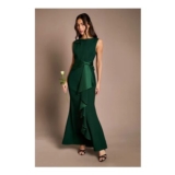 Sleeveless round Neck Sash Waist Maxi Bridesmaid Dress
