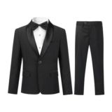 Sliktaa Boys 2-Piece Slim Fit Tuxedo Suit, Black 6Y
