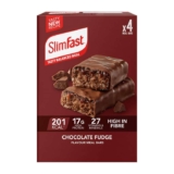 SlimFast Meal Replacement Snack Bar Chocolate Fudge Flavour 211 Cals 15g Protein 23 Vitamins and Minerals 4 x 60g