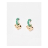 Sloane Green Enamel Heart Charm Hoop Earrings