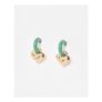 Sloane Green Enamel Heart Charm Hoop Earrings