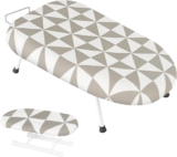 Small Tabletop Ironing Board 61 x36cm, Foldable Ironing Board with Sleeve Rack Non-Slip Folding Legs Sewing Accessory Print, For Smooth Pressing, Lightweight for Travel (Triangular Grid)