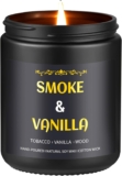 Smoke & Vanilla Candle, 7 oz Scented Candle for Men, Soy Candles for Home Scented, Masculine Jar Candle for Him, 50 Hours Burning Time Mens Candle Gift for Boyfriend, Father, Birthday Present Giving