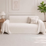 Sofa Cover for 2 3 Seater, Non Slip Couch Covers, Chenille Corner Sofa Cover Protectors for Pets, Bohemian Slipcovers I Shape Sofa Futon Loveseat All Season(Beige, 180x300cm)