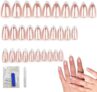 Soft Gel Press On Nails Short Almond – White French Tip False Nails,RARITYLL 30 Pcs Reusable Fake Nails in 15 Sizes with Nail Glue & Adhesive Tabs for Easy DIY Manicure at Home