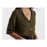 Soft Touch Collared Button through Top
