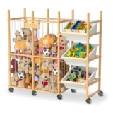 Soft Toy Storage Shelf with 3 Bins and Wheels