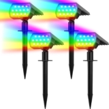 Solar Color Changing Lights Outdoor, Multi-Color RGB Landscape Spotlight, IP65 Waterproof Solar Powered Garden Lights, Solar Spot Lights for Pathway Tree Garden Halloween Christmas, 4 Pack