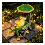 Solar Frog Garden Statue with LED Lights, Resin Outdoor Decor